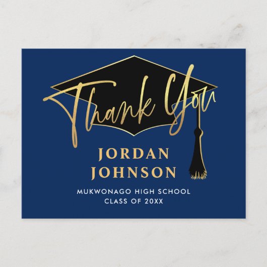 Modern Simple Minimalist Navy Afstuderen Hartelijk Briefkaart (Voorkant)