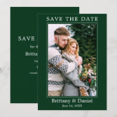 Modern Simple Minimalist Photo Green Save The Date (Voorkant / Achterkant)