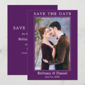Modern Simple Minimalist Photo Paars Save The Date (Voorkant / Achterkant)