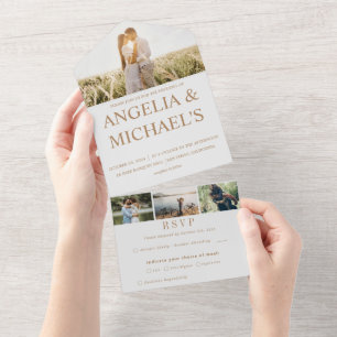 Modern Simple Minimalist Photo Wedding All In One Uitnodiging