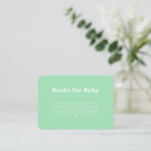 Modern Simple Mint Green Books voor Baby Informatiekaartje (Staand voorkant)