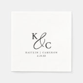 Modern Simple Monogram Black and White Wedding Servet (Voorkant)