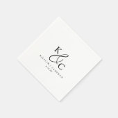Modern Simple Monogram Black and White Wedding Servet (Hoek)
