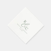 Modern Simple Monogram Sage Green Wedding Servet (Hoek)
