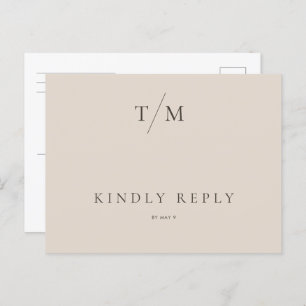 Modern Simple Monogram Sand Mix Match Wedding RSVP Briefkaart