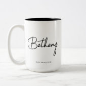 Modern Simple Name Script Custom Tweekleurige Koffiemok (Links)