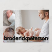 Modern Simple Newborn Photo Baby Birth Aankondiging (Achterkant)
