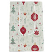 Modern Simple Ornaments and Snowflakes Christmas Medium Cadeauzakje (Achterkant)