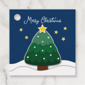 Modern Simple Papercut Stars Snowy kerstboom Bedankjes Labels (Voorkant)