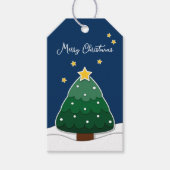 Modern Simple Papercut Stars Snowy kerstboom Cadeaulabel (Voorkant)