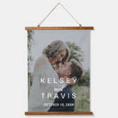 Modern Simple Pas getrouwd Wedding Hangend Wandkleed (Voorkant)