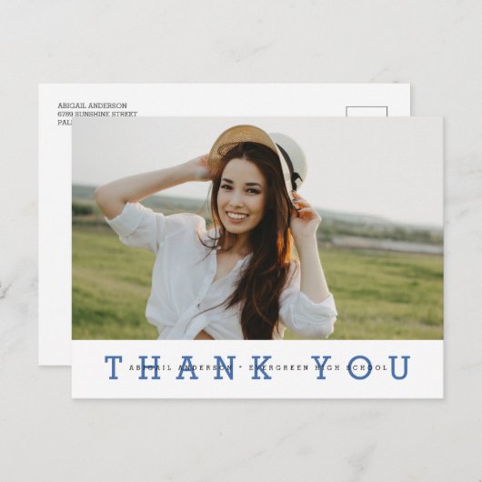 Modern Simple Photo Afstuderen - Hartelijk dank Briefkaart (Voorkant / Achterkant)