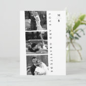 Modern Simple Photo Black and White Wedding Bedankkaart (Staand voorkant)