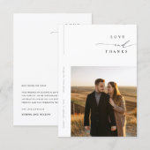 Modern Simple Photo Budget Wedding Bedankkaart (Voorkant / Achterkant)