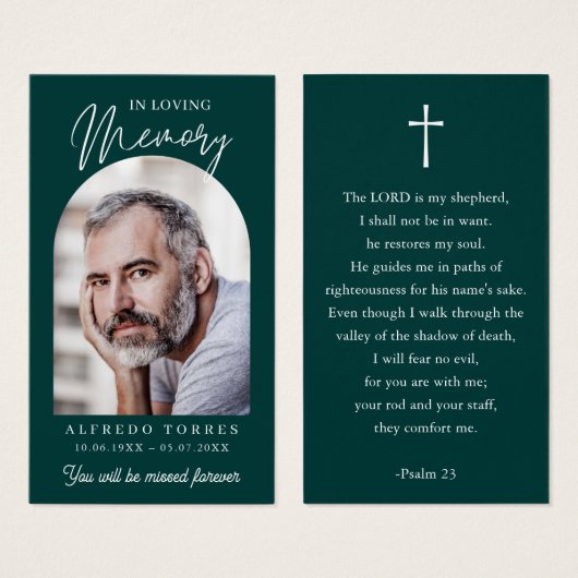 Modern Simple Photo Funeral Memorial Prayer Cards (Devant & derrière)
