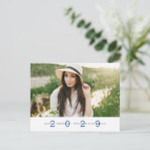 Modern Simple Photo Graduation Party Blue Briefkaa Briefkaart (Staand voorkant)
