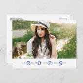 Modern Simple Photo Graduation Party Blue Briefkaa Briefkaart (Voorkant / Achterkant)