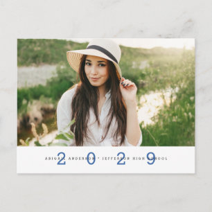 Modern Simple Photo Graduation Party Blue Briefkaa Briefkaart