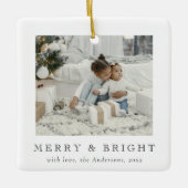 Modern Simple Photo Merry and Bright Christmas Keramisch Ornament (Voorkant)
