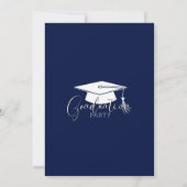 Modern Simple Photo Navy Blue Graduparty Kaart (Achterkant)