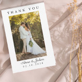 Modern Simple Photo Wedding Thank You Card W Note Bedankkaart