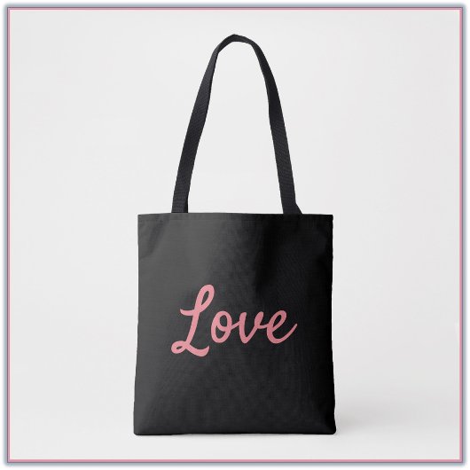 Modern Simple Pink and Black Love Tas