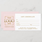 Modern Simple Pink Business Logo Gift Certificate (Voorkant / Achterkant)