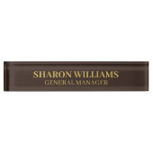 Modern Simple Professional Brown Gold Office Title Naambordje (Voorkant)