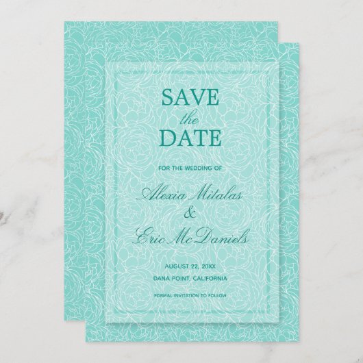 Modern Simple Roos Floral Wedding Save The Date (Voorkant / Achterkant)