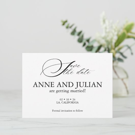 Modern Simple Save the date card with Back photo (Staand voorkant)