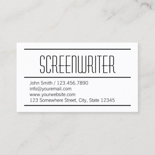 Modern Simple Screenwriter Visitekaartje (Voorkant)