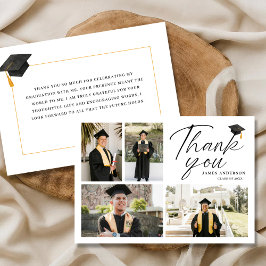 Modern Simple Script 4 Photo collage Graduation Bedankkaart