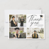 Modern Simple Script 4 Photo collage Graduation Bedankkaart (Voorkant)