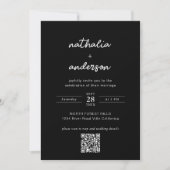 Modern Simple Script Black Photo QR Code Weddensch Kaart (Voorkant)