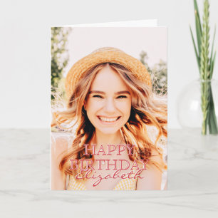 Modern Simple Script Photo Birthday Greeting Kaart