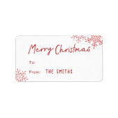 Modern Simple Script Snowflakes Christmas gift Etiket (Voorkant)