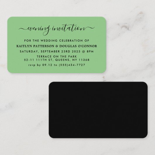 Modern Simple Script Soirée Invitation de billet (Devant / Derrière)