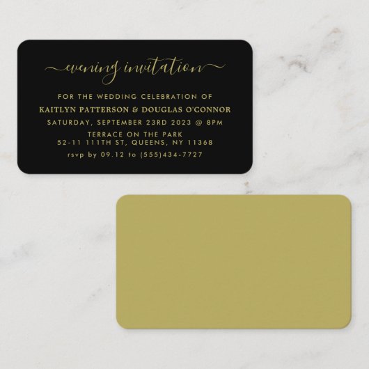 Modern Simple Script Soirée Invitation de billet (Devant / Derrière)