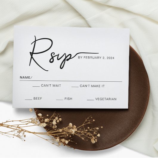 Modern Simple Script Wedding RSVP Kaartje