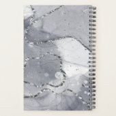 Modern Simple Silver Marbled Monogram Planner (Achterkant)