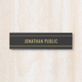 Modern Simple Template Elegant Black & Gold Name Deurbordje (Voorkant)