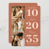 Modern Simple Terracotta Date Three Photo Wedding Save The Date (Voorkant / Achterkant)