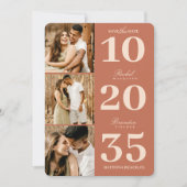 Modern Simple Terracotta Date Three Photo Wedding Save The Date (Voorkant)