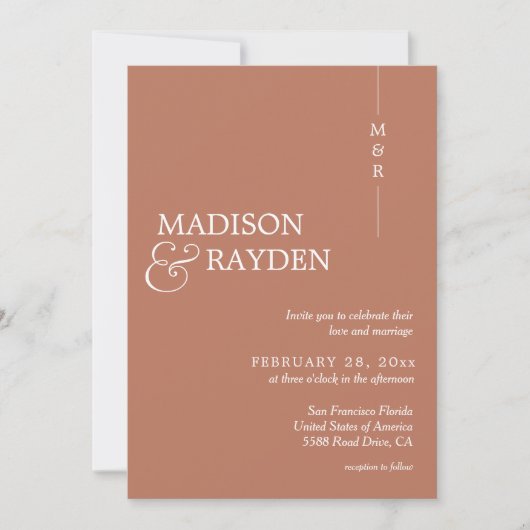 Modern Simple Terracotta Monogram Photo Weddenscha Kaart (Voorkant)