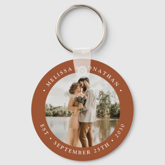 Modern Simple Terracotta Photo Wedding Favor Sleutelhanger (Voorkant)