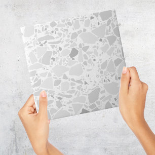 Modern Simple Terrazzo White Grey Tegel Tegeltje