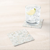 Modern Simple Terrazzo White Tile Vierkante Kartonnen Onderzetter (Insitu)