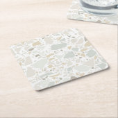 Modern Simple Terrazzo White Tile Vierkante Kartonnen Onderzetter (Schuin)