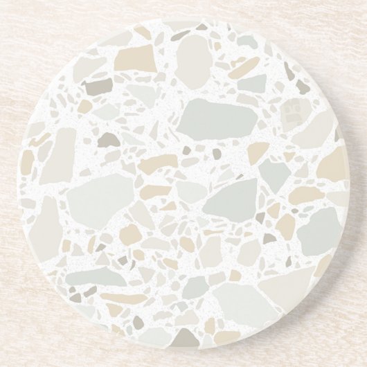 Modern Simple Terrazzo White Tile Zandsteen Onderzetter (Voorkant)