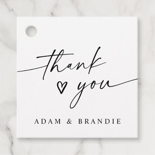 Modern Simple Thank You Handwriting Heart Wedding Bedankjes Labels (Voorkant)